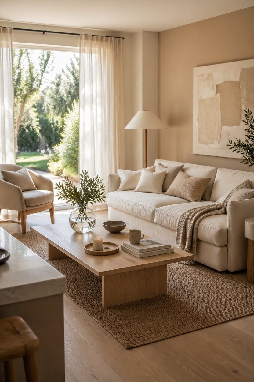 creamy beige airy living