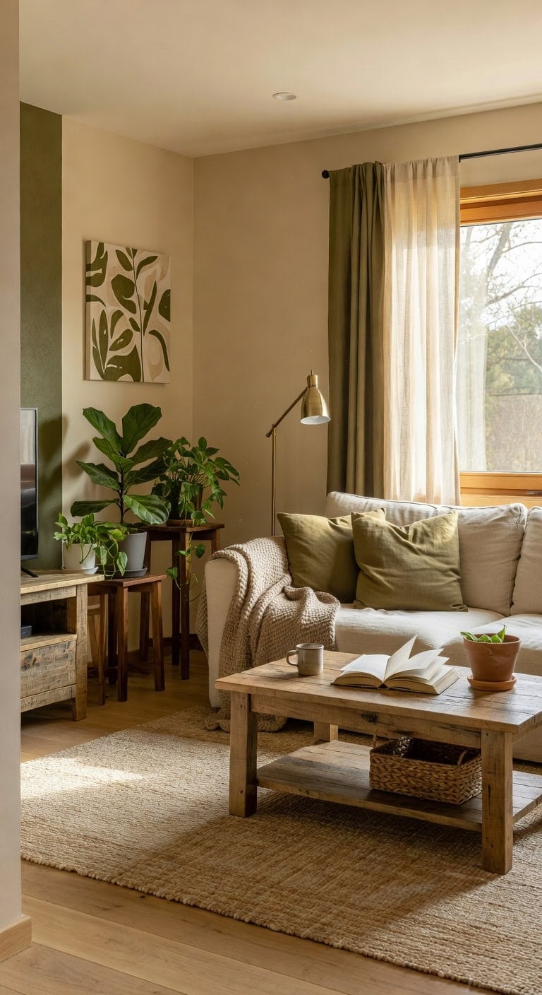 creamy beige olive green sustainable