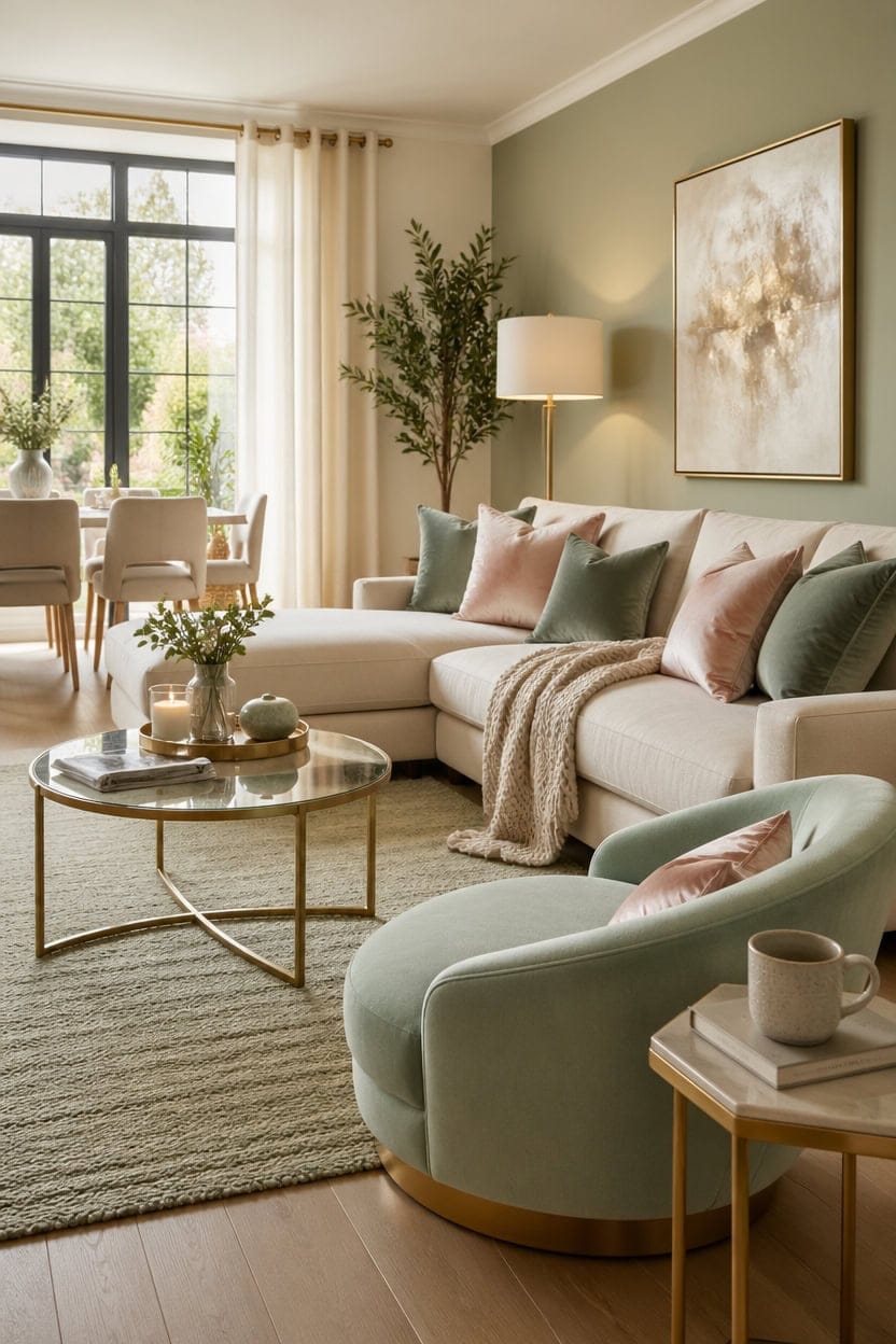 creamy gold pastel living