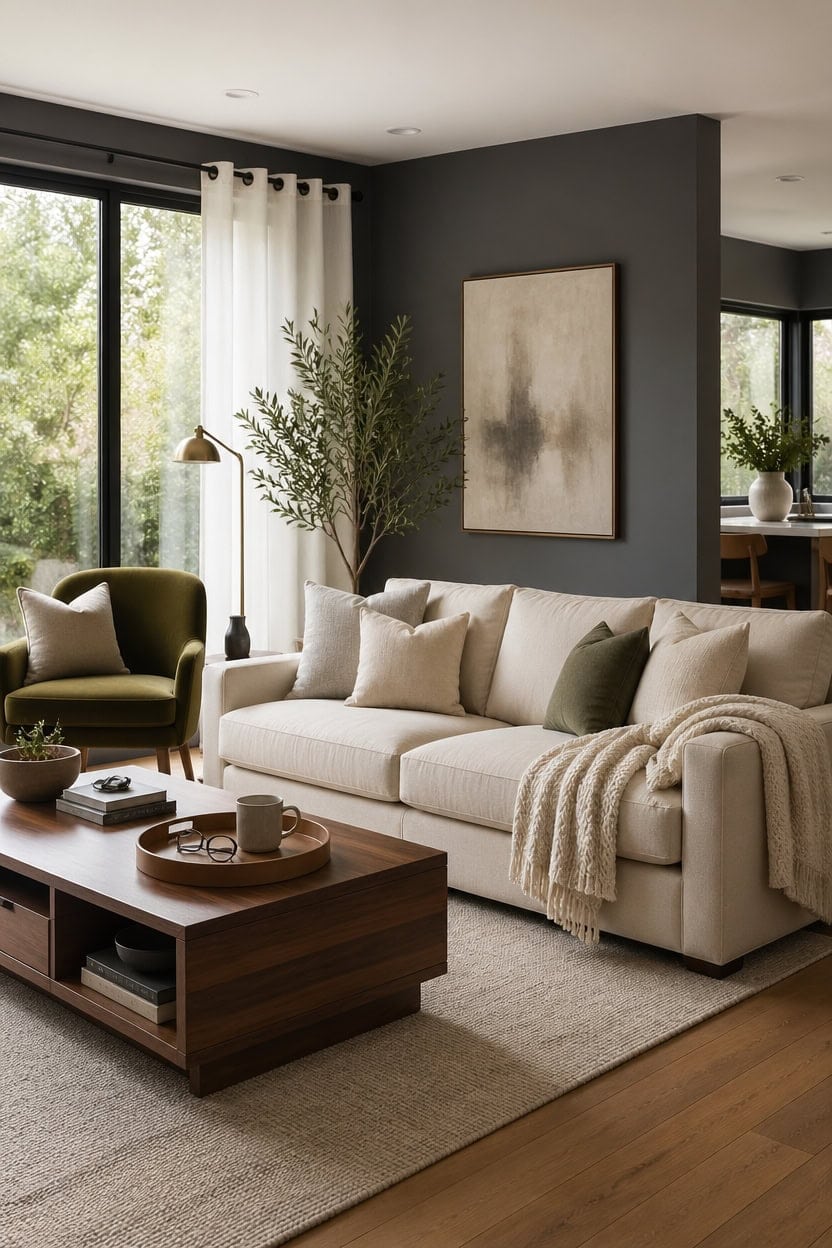 creamy low profile sofa