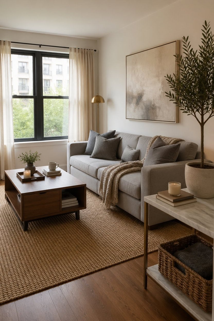 creamy modern living room