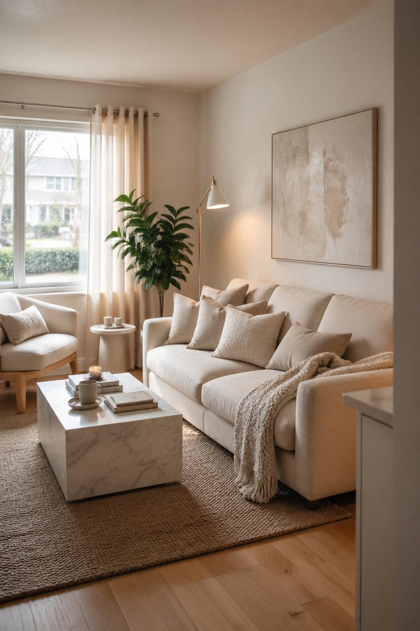 creamy modern living sanctuary