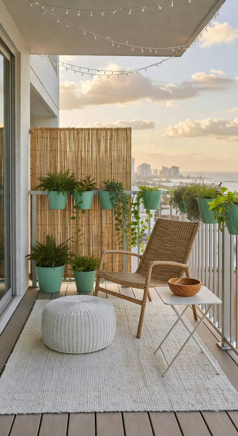 crisp white rattan pouf