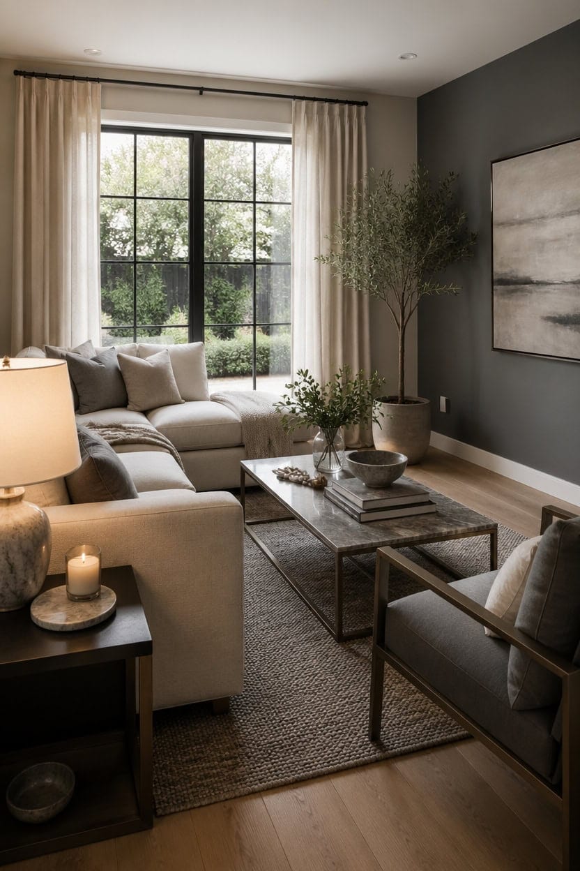 curated grey cream living