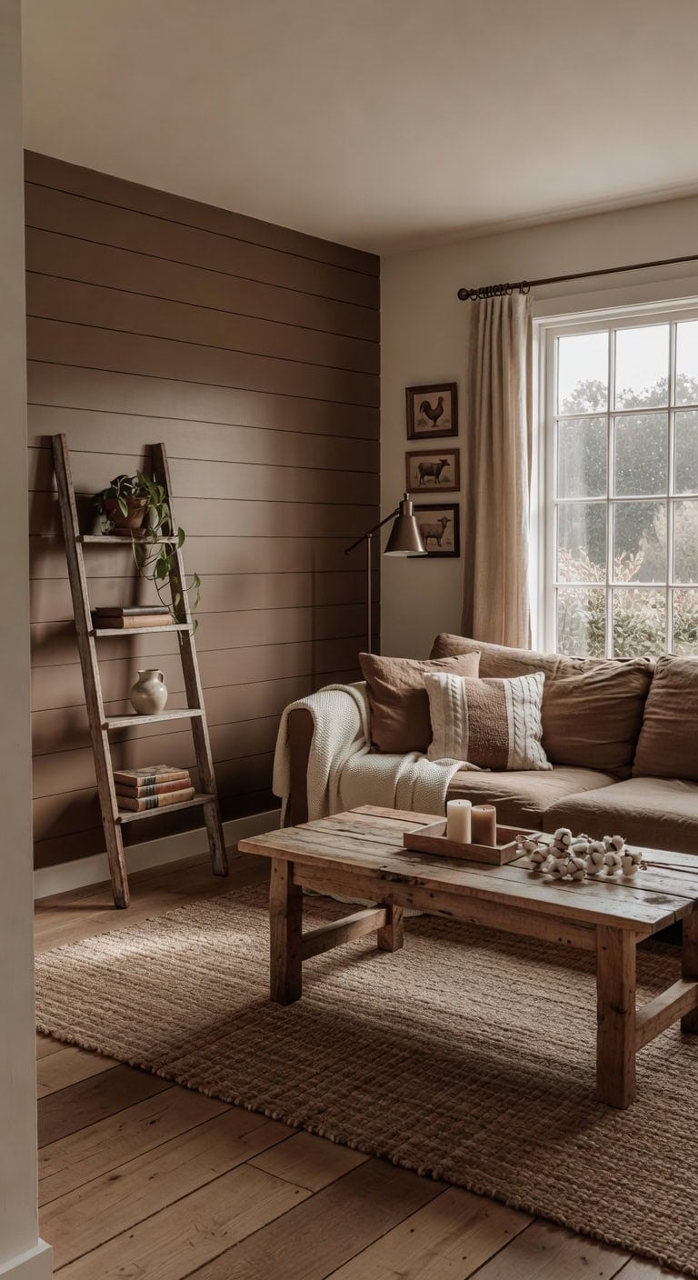 earthy farmhouse shiplap accents