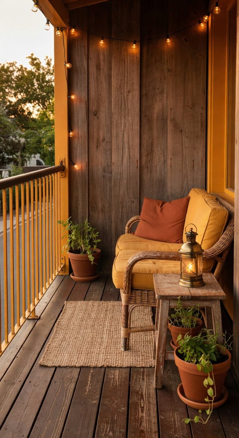 earthy mustard vintage balcony