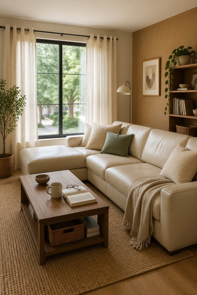 eco friendly cream leather sofa