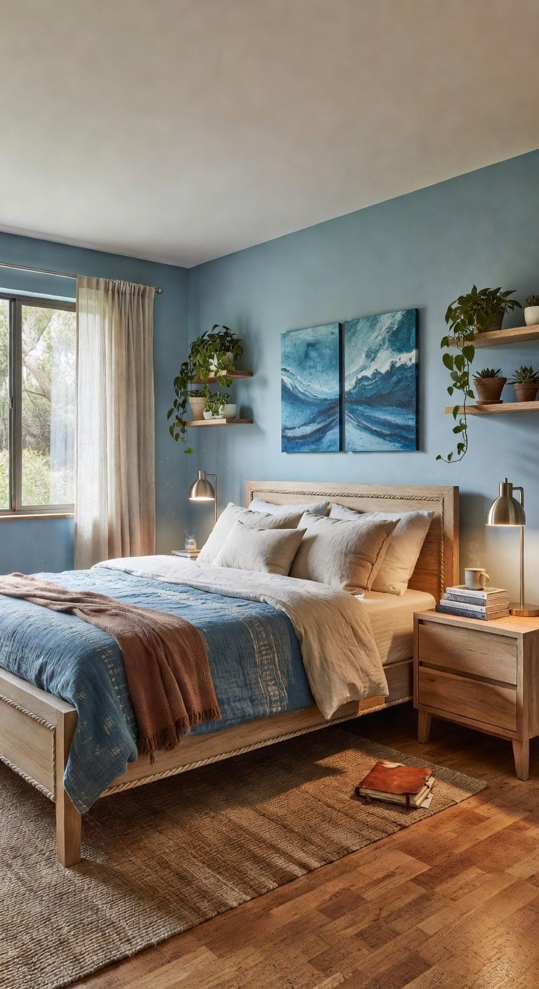 eco modern blue bedroom