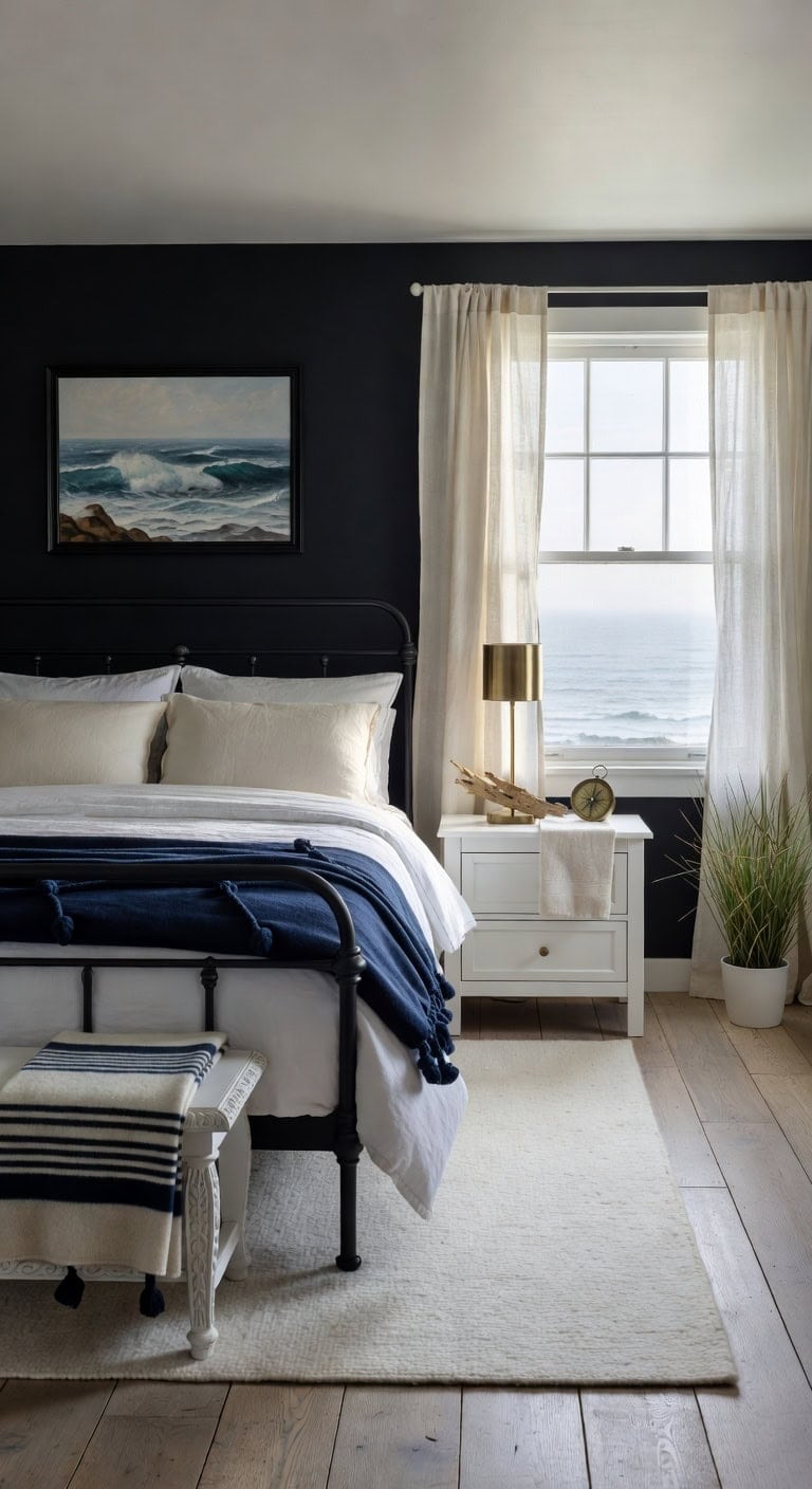 elegant black anchored bedroom