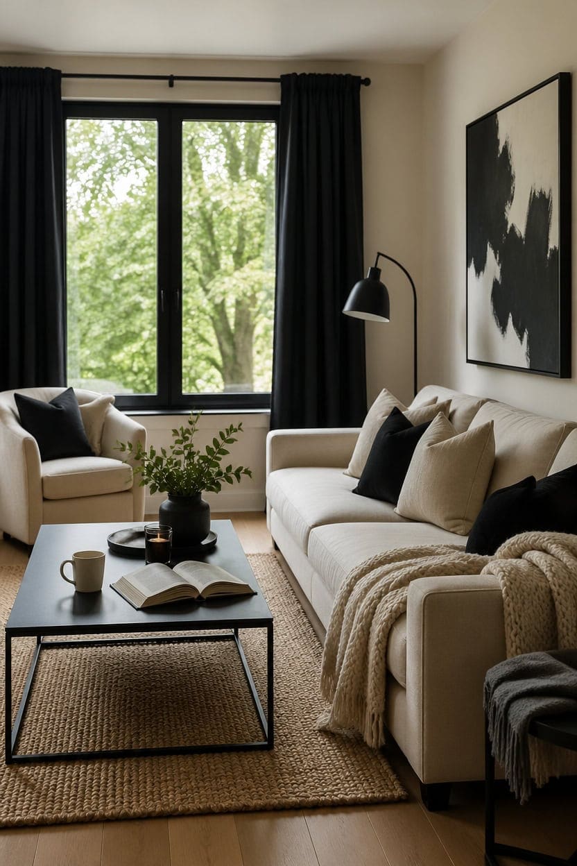 elegant black cream living