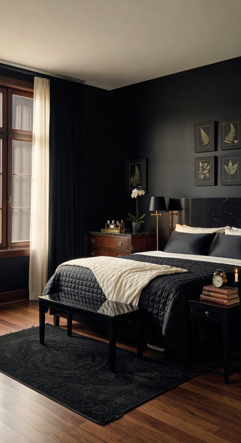 elegant black marble bedroom