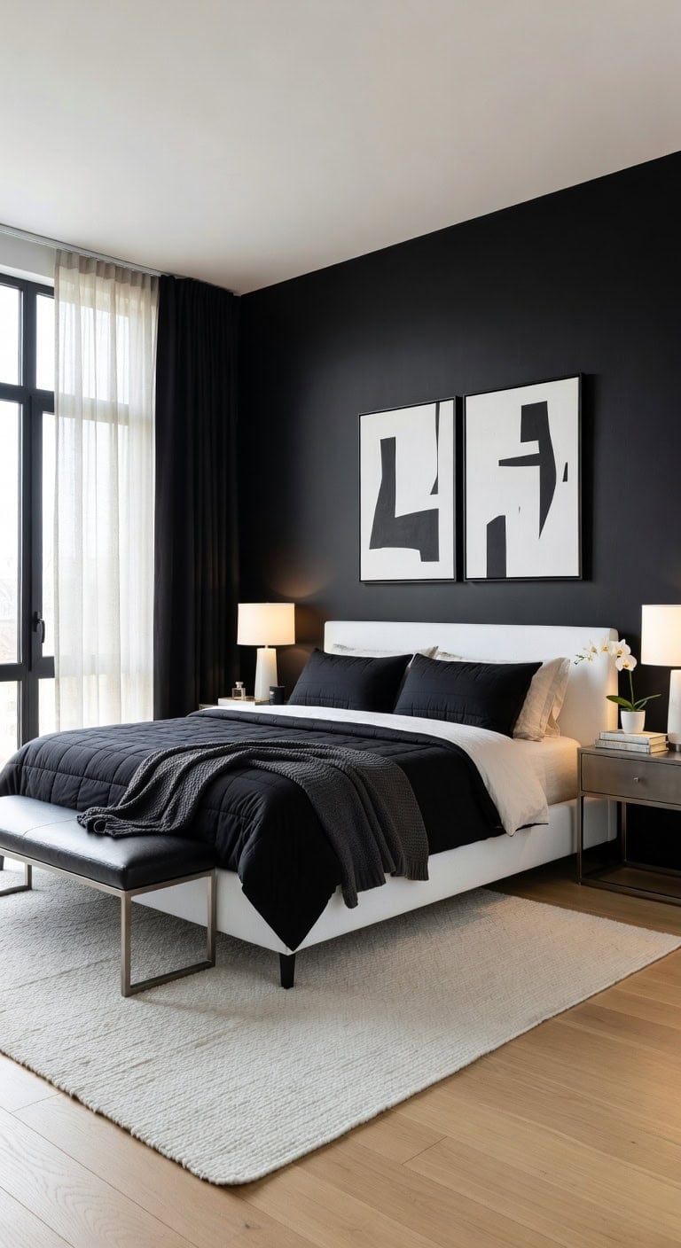 elegant black pearl bedroom