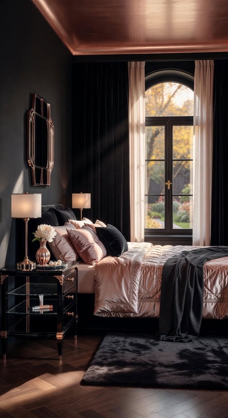 elegant black rose nightstand