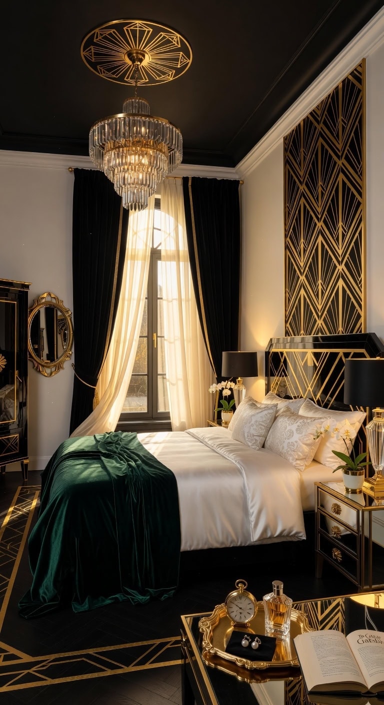 elegant black white bedroom