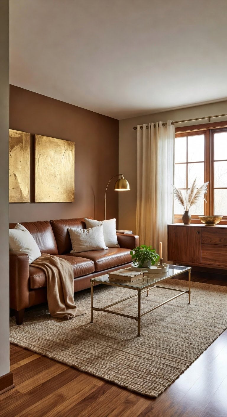 elegant brass and leather