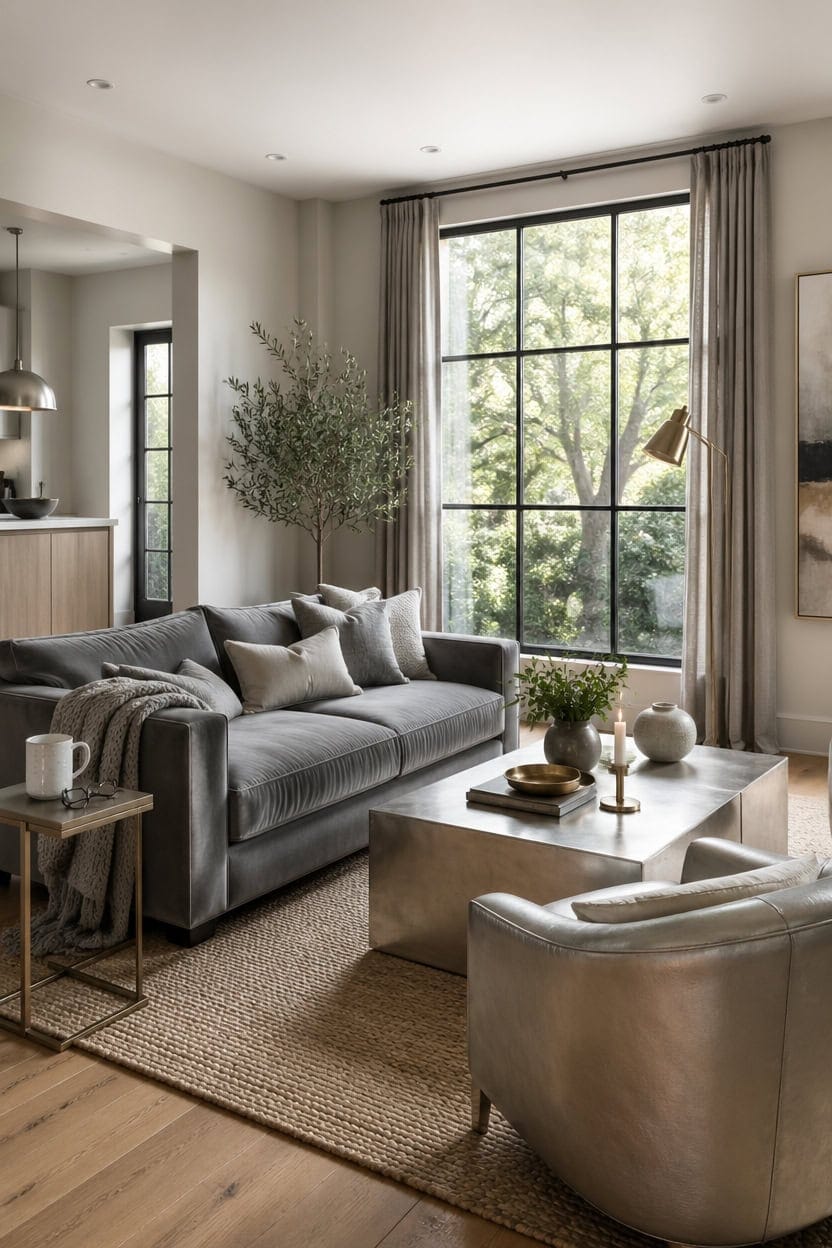 elegant grey cream metallic accents