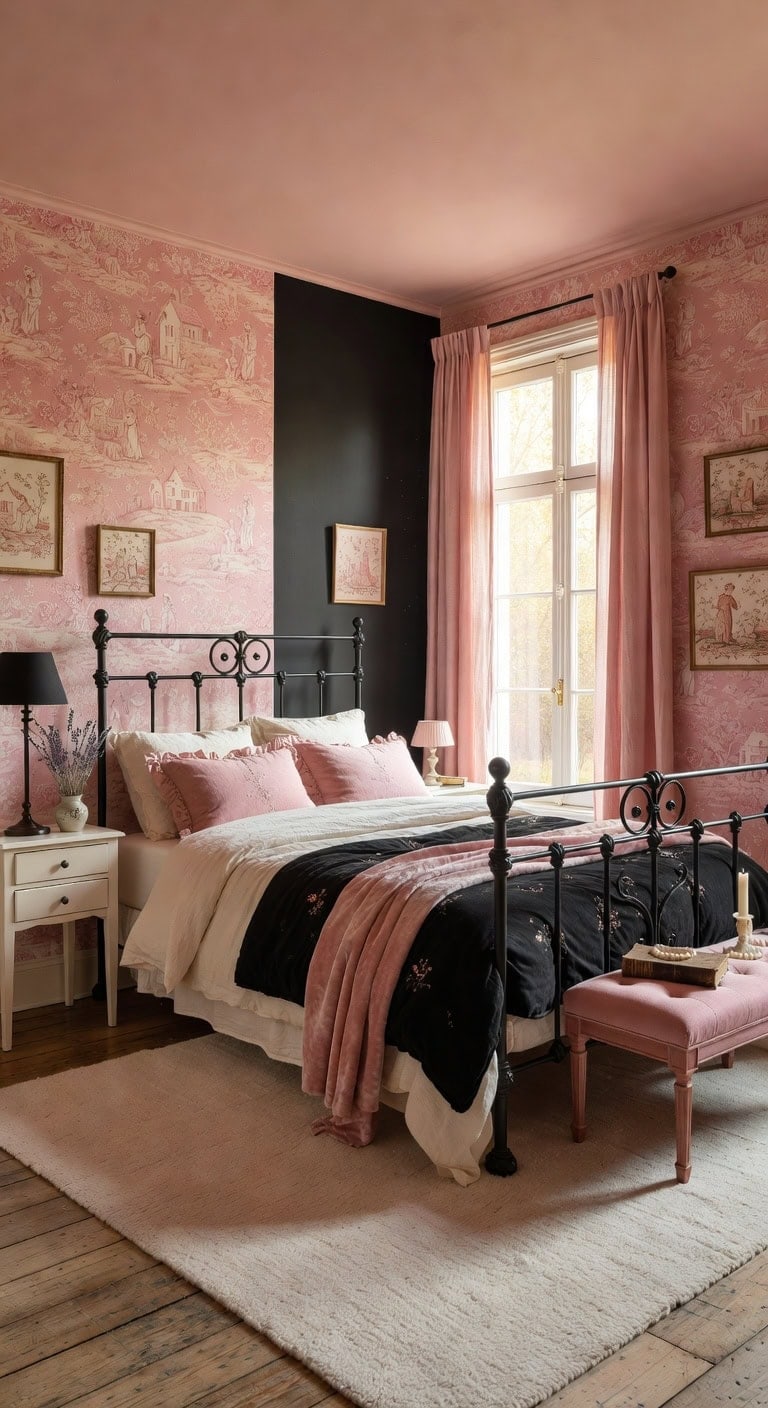 elegant pink iron bedroom