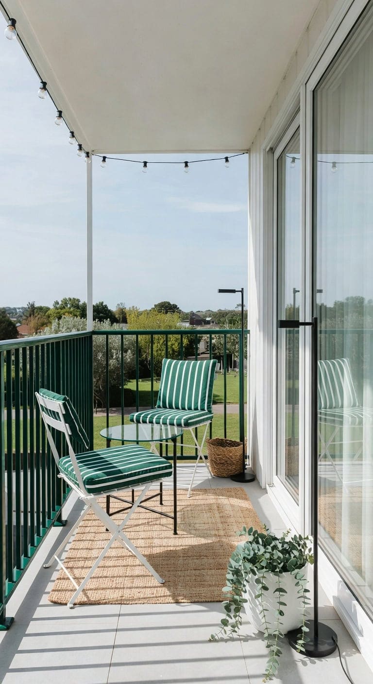 emerald and white petite balcony