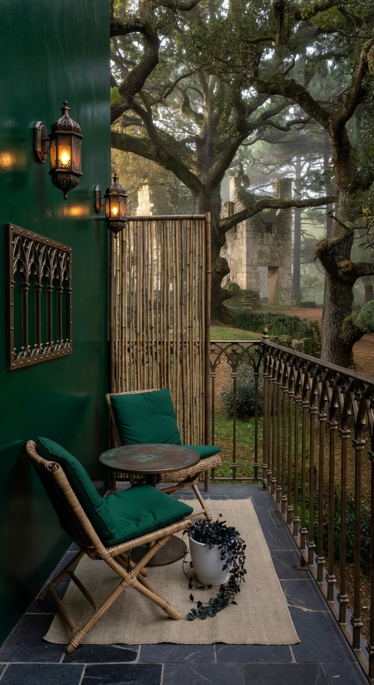 emerald bronze gothic balcony oasis