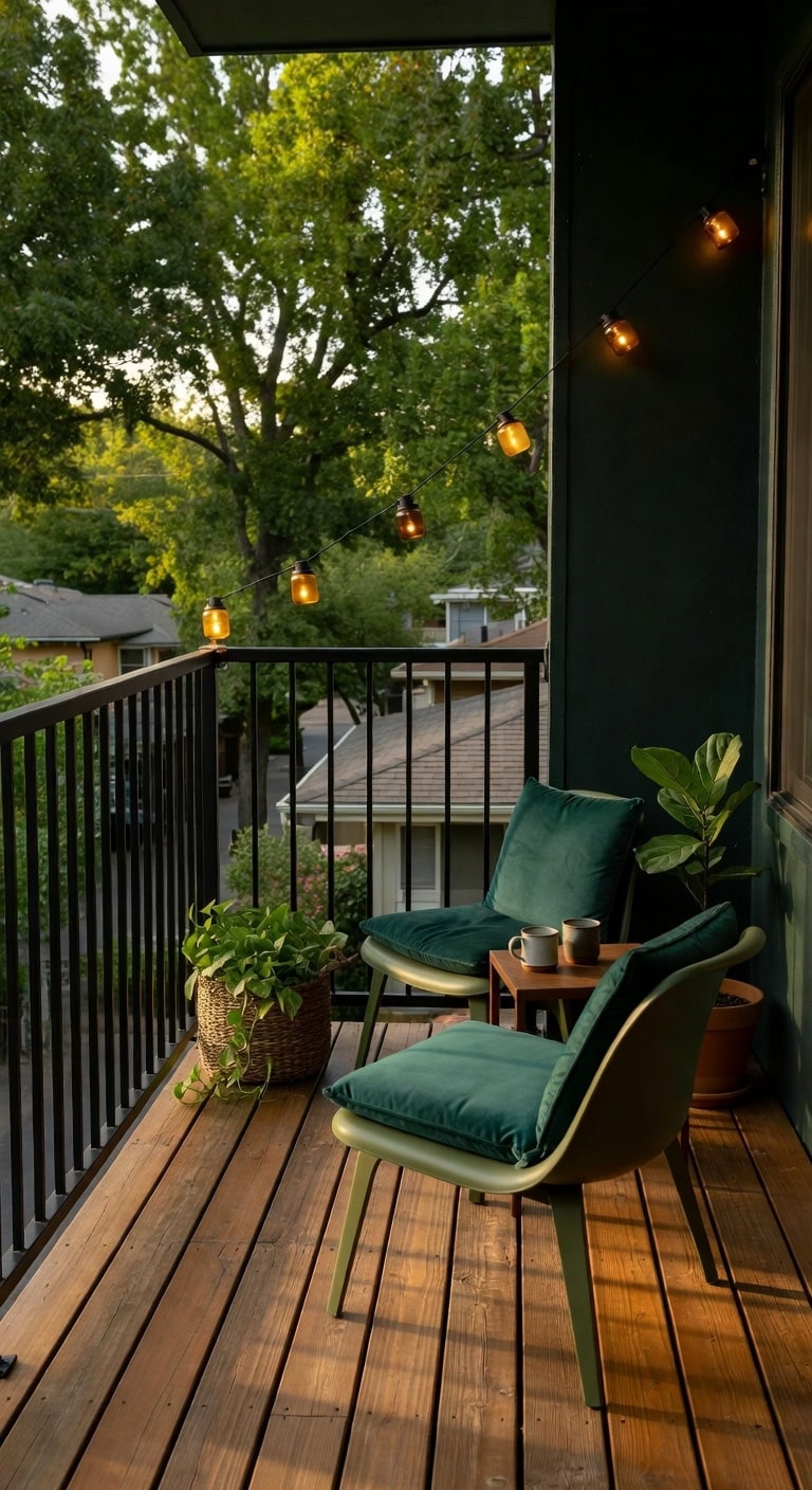 emerald rosewood midcentury balcony