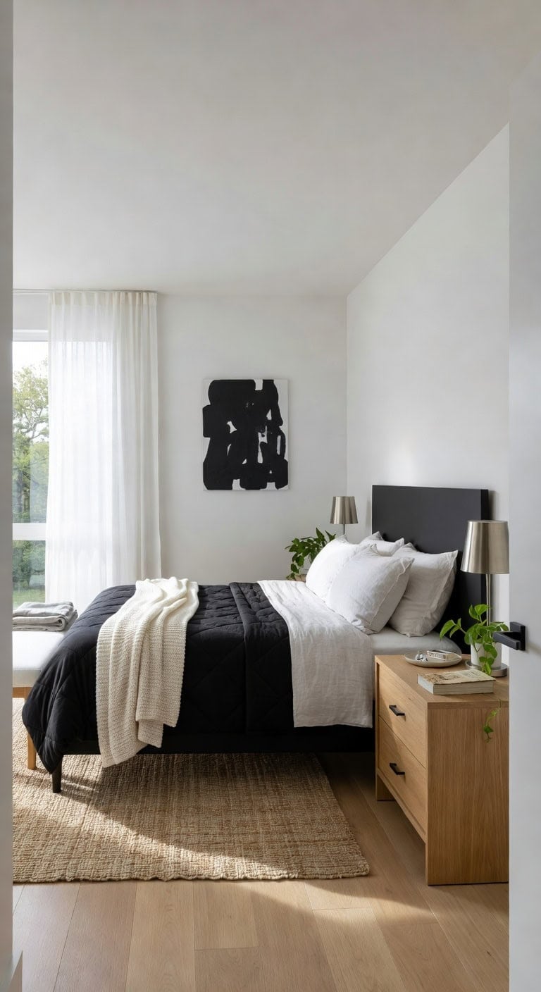 floating black headboard minimalism