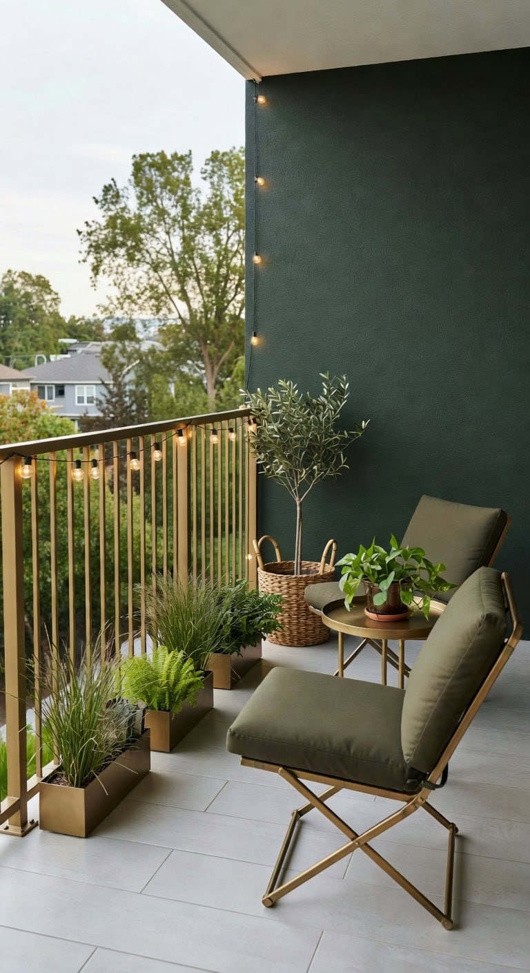 forest green brass balcony