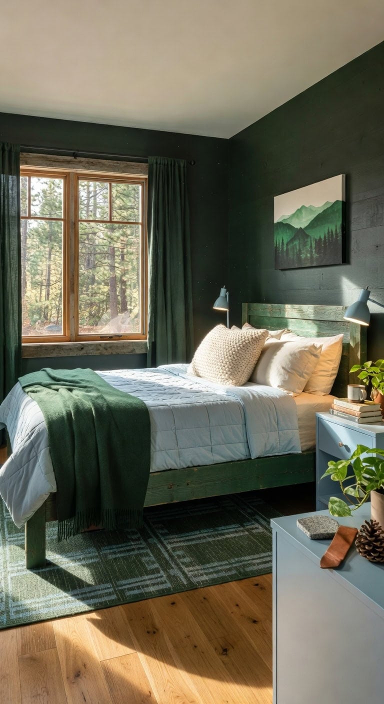 forest green light blue retreat