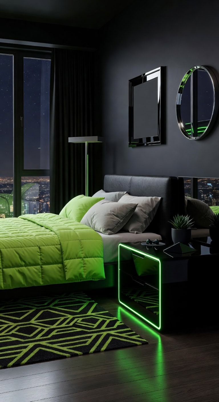 futuristic neon green nightstand