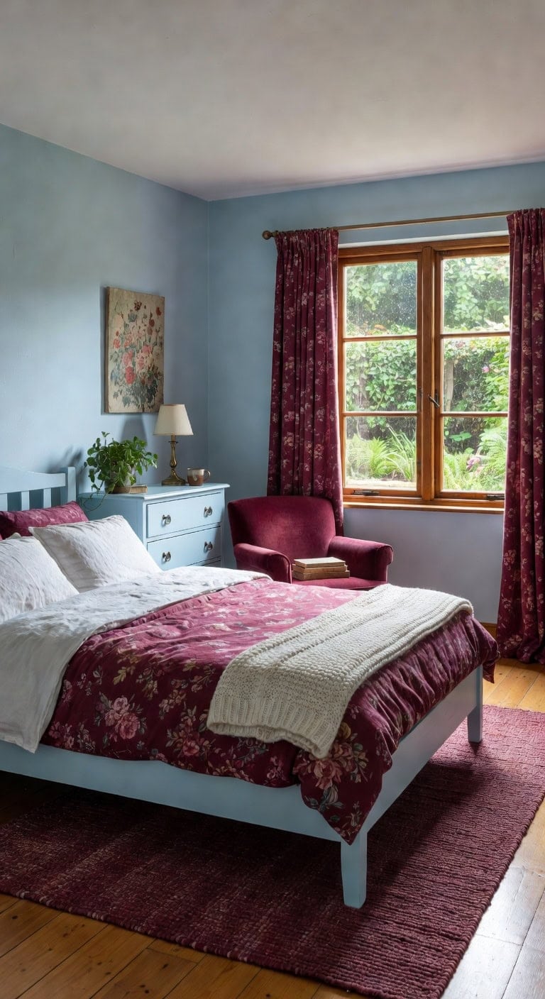 gentle blue cottage bedroom