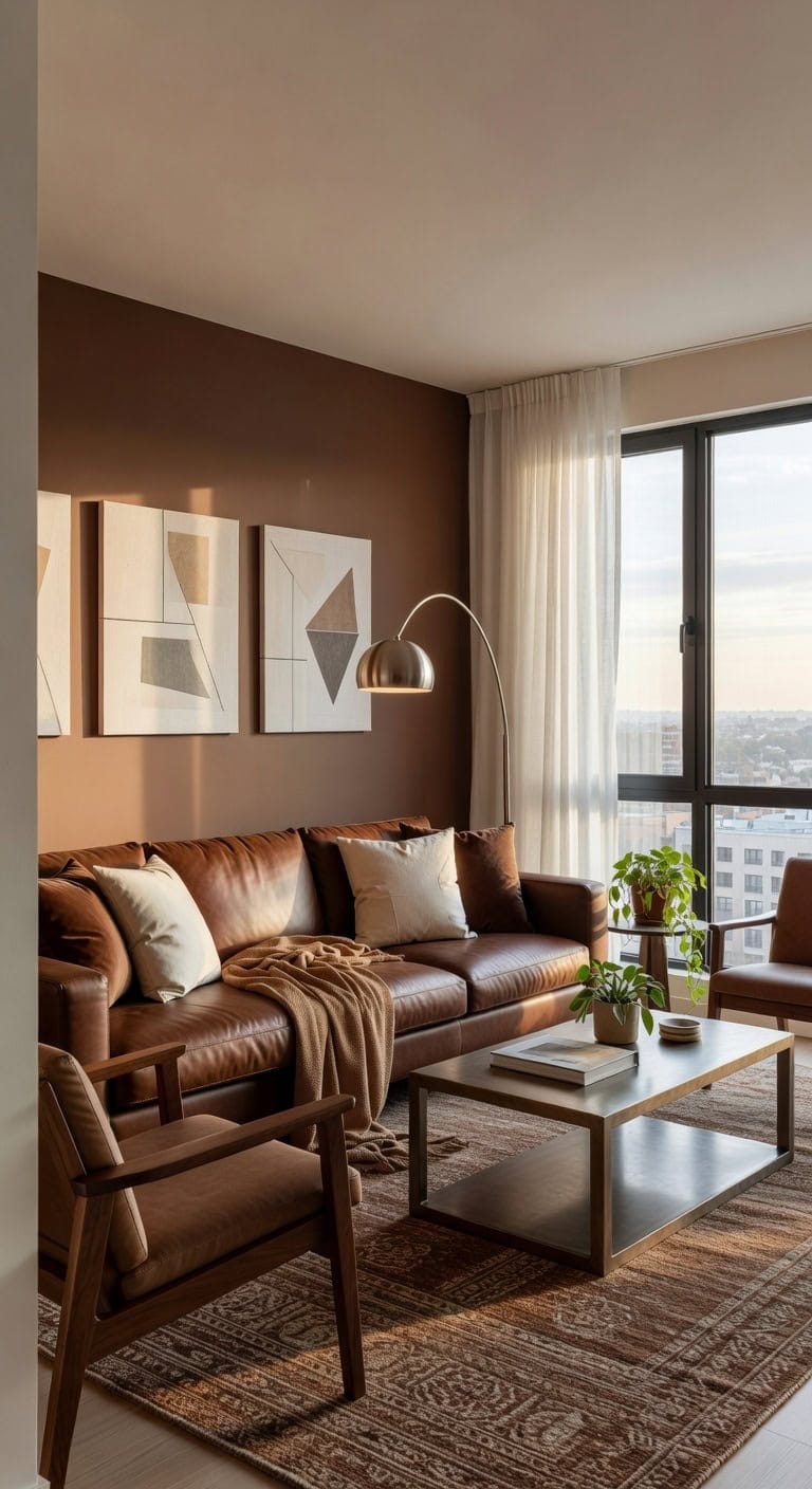 geometric brown contemporary living