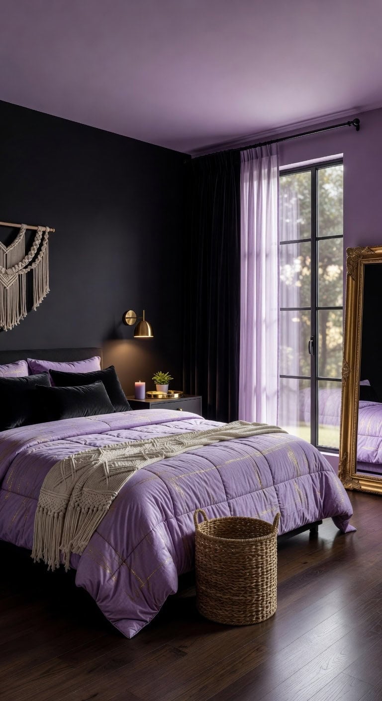 glamorous black lavender boho