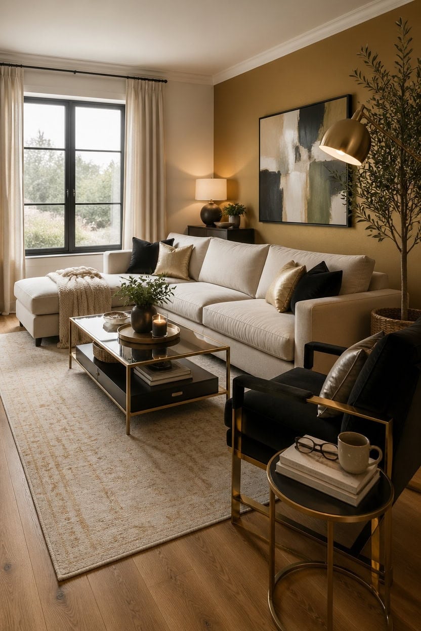 gold accents with cream