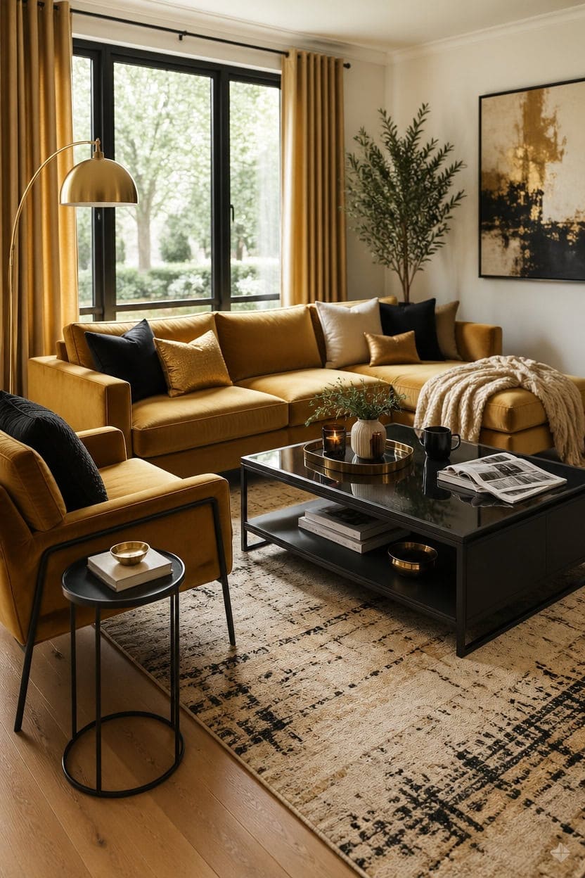 gold black modern living