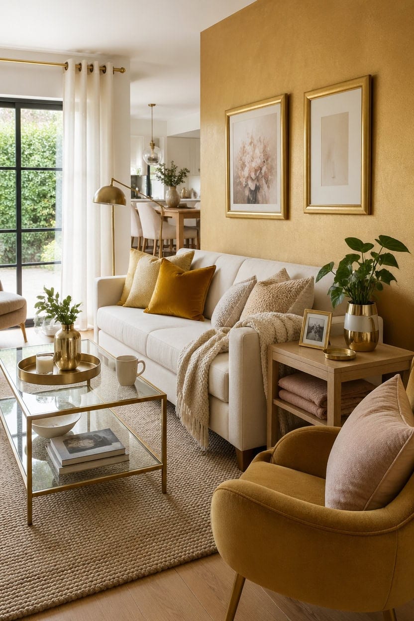gold cream living room