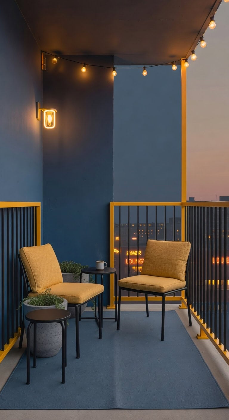 goldenrod neon retro balcony