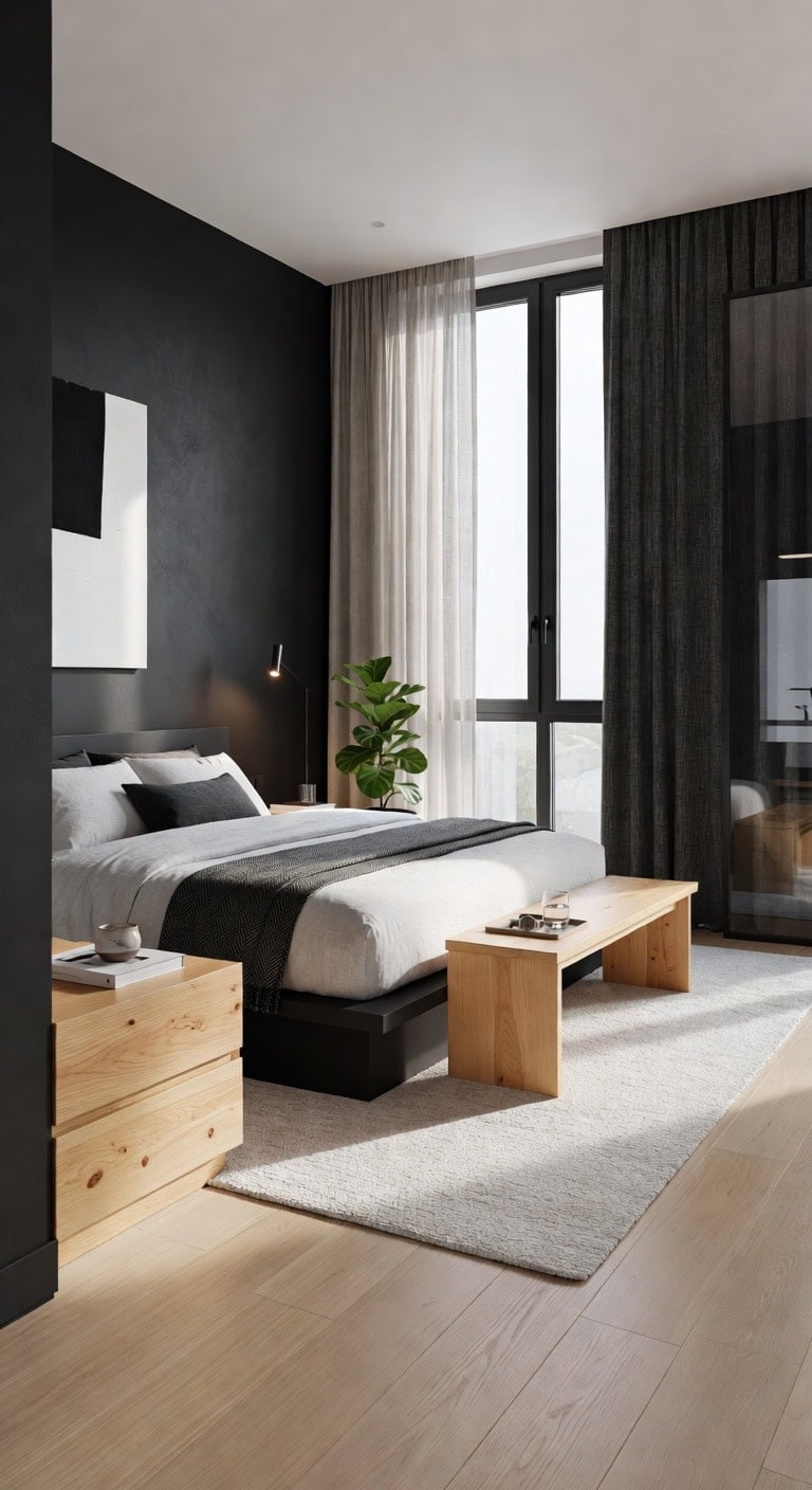 graphite maple contemporary bedroom