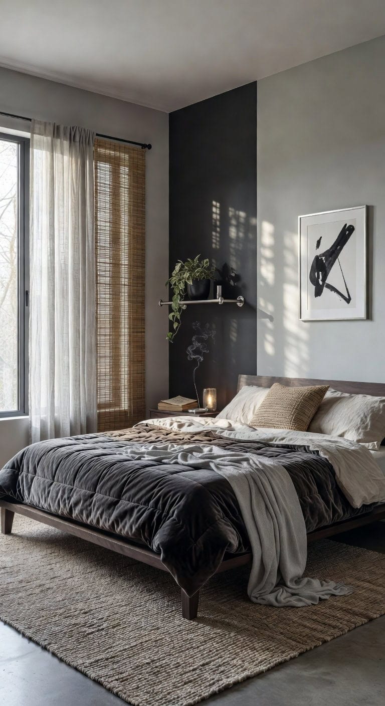 graphite silver zen bedroom