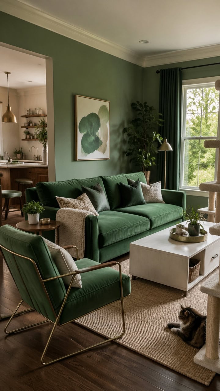 green cream cat friendly interiors