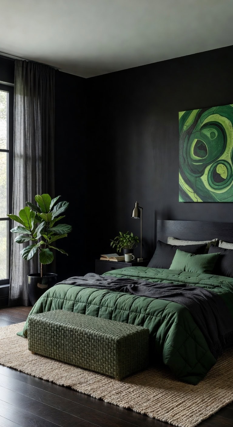greenery in sleek dark
