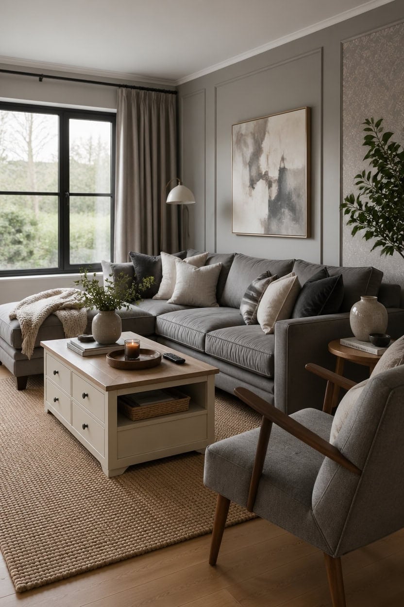 grey cream calm living