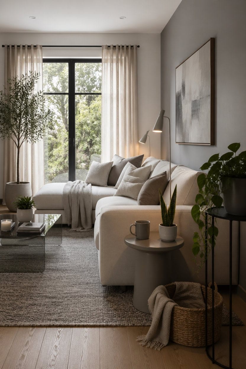 grey cream living room serenity