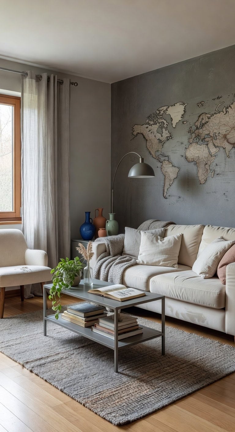 grey cream vintage eclectic living