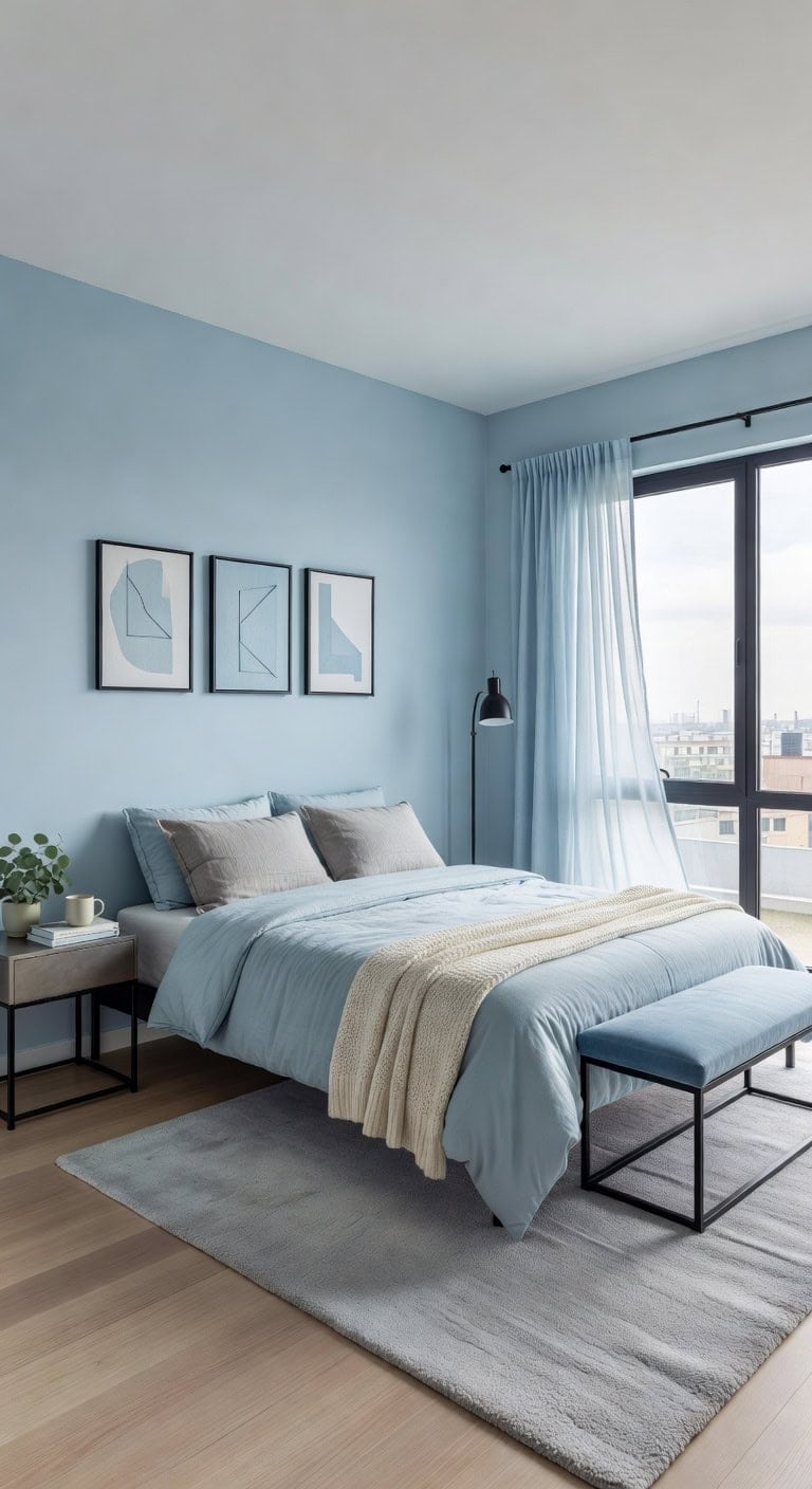 ice blue modern bedroom