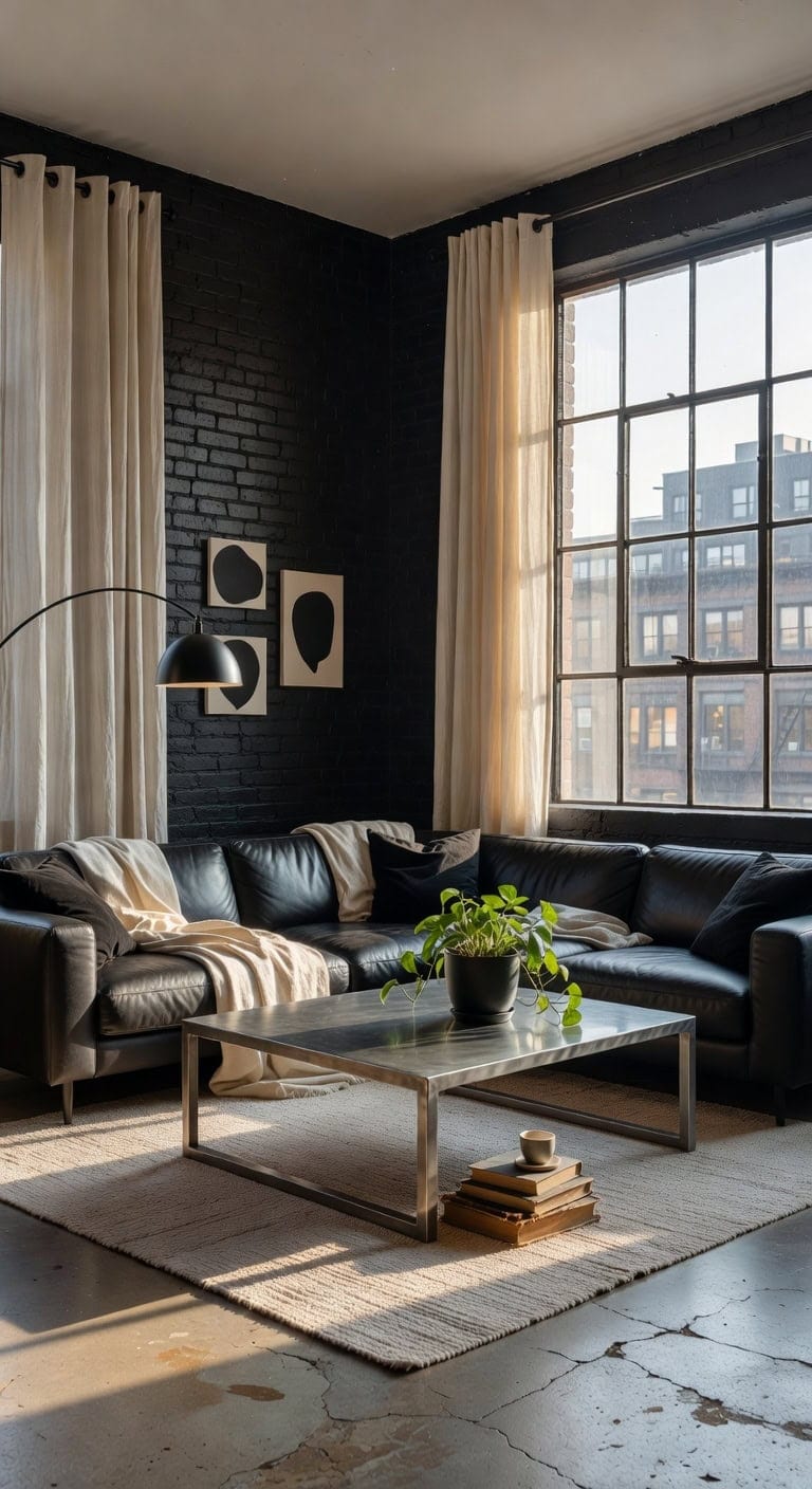 industrial black cream living room