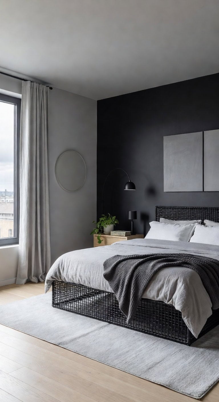 industrial black metal bedroom