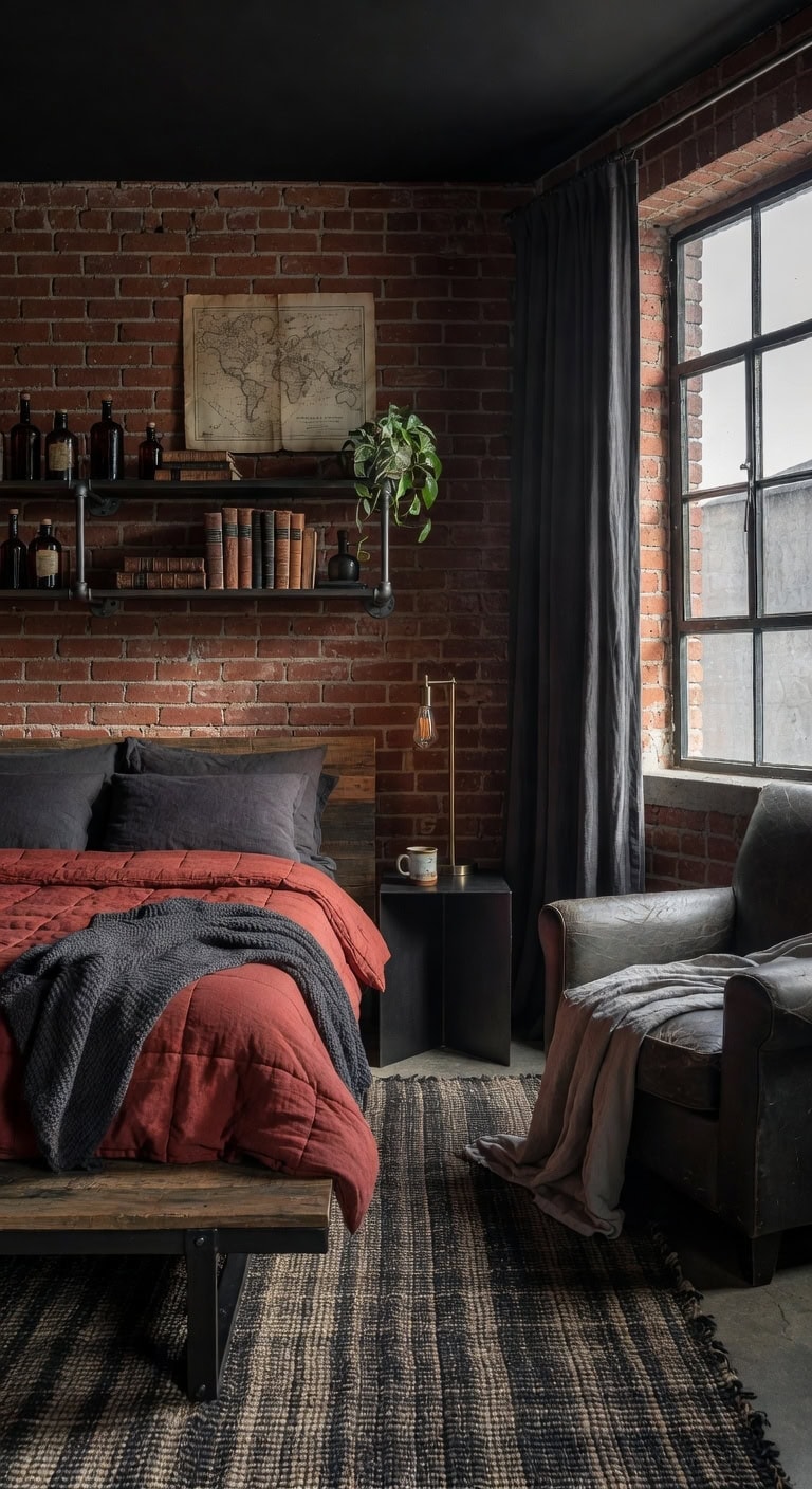 industrial black rusty bedroom