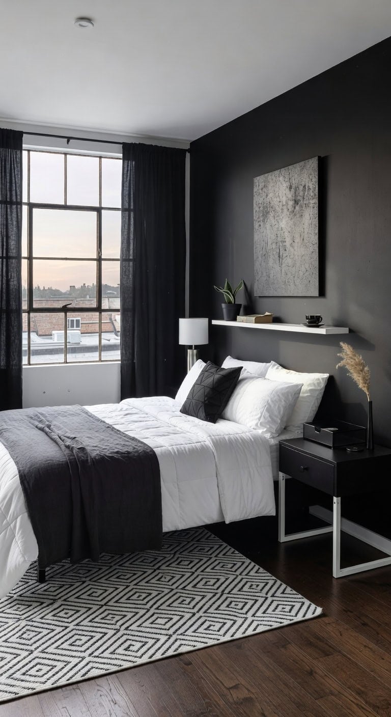 industrial black white nightstand