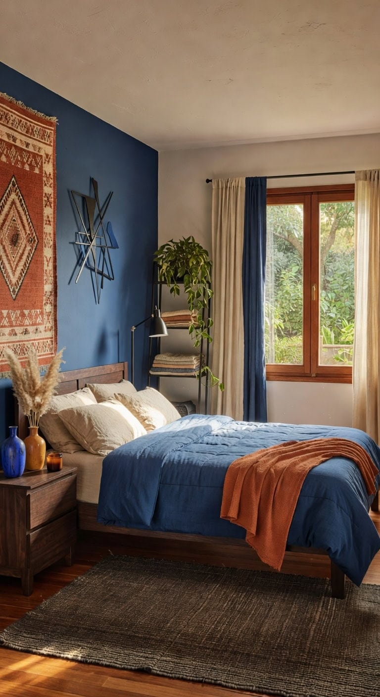 industrial blue rustic bedroom
