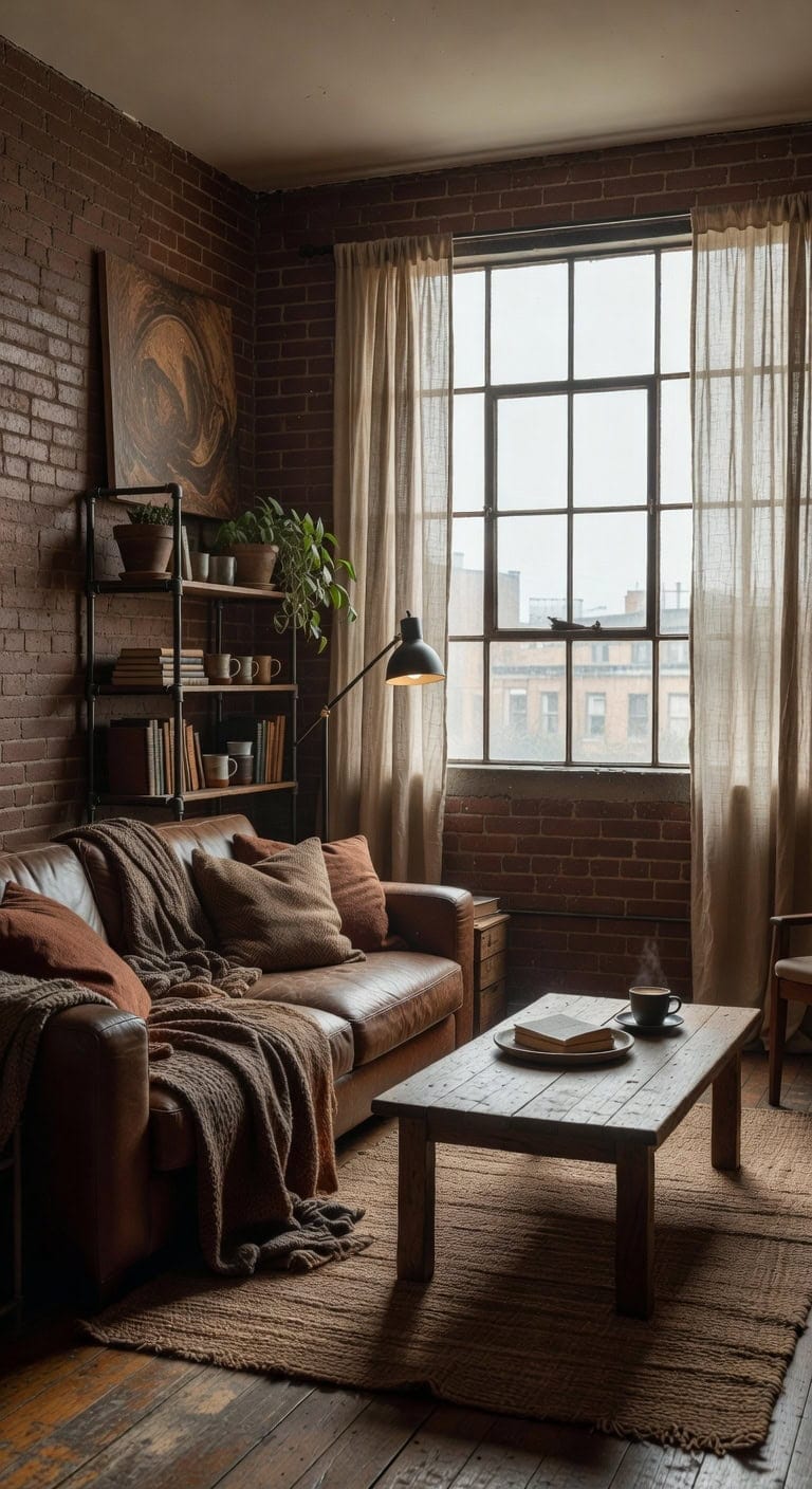 industrial brown living room