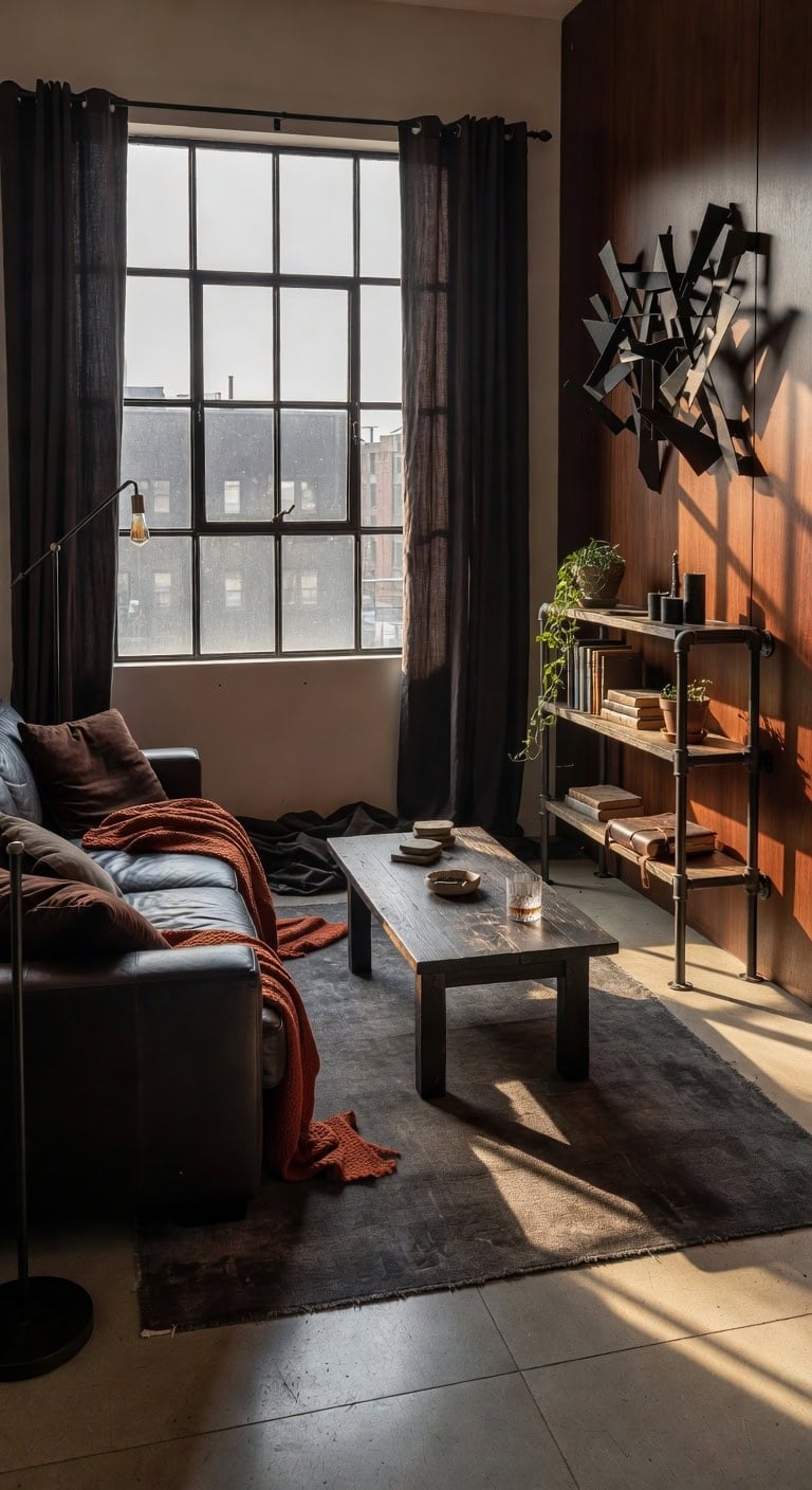 industrial brown living room